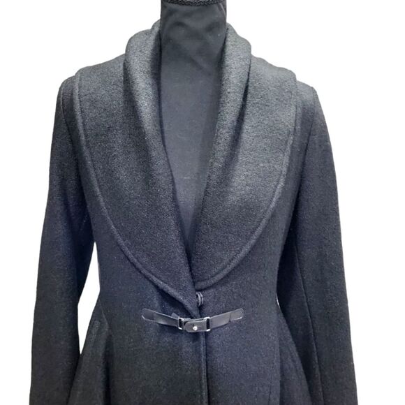 EUC wool Kensie women's stunning wide collar fish tail wrapcoat pea coat, XS - Picture 4 of 10